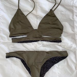 Acacia bikini set in olive green/army Huka top and bottom